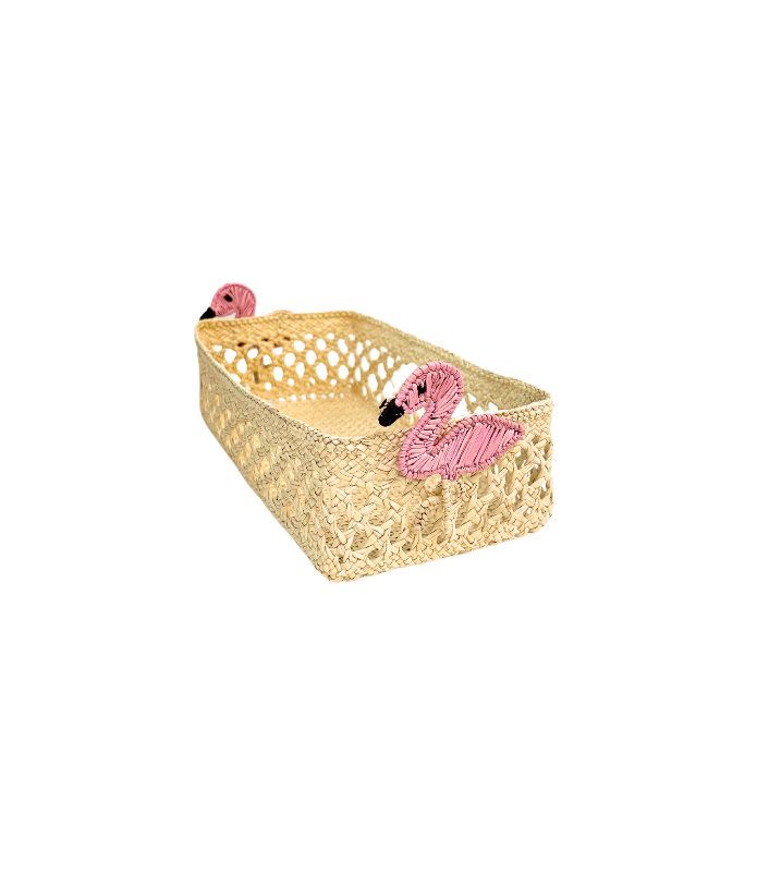 Mini Flamingos Rectangular Basket