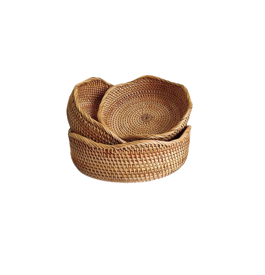 Woven Rattan Nesting Baskets Set of 3