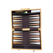 1950's Vintage Wicker Backgammon Travel Set