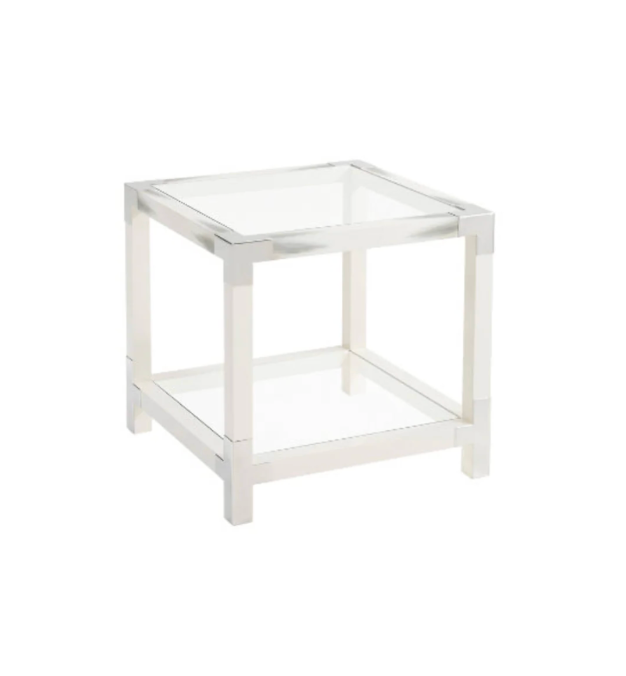 Longhorn White Faux Horn Accent Table