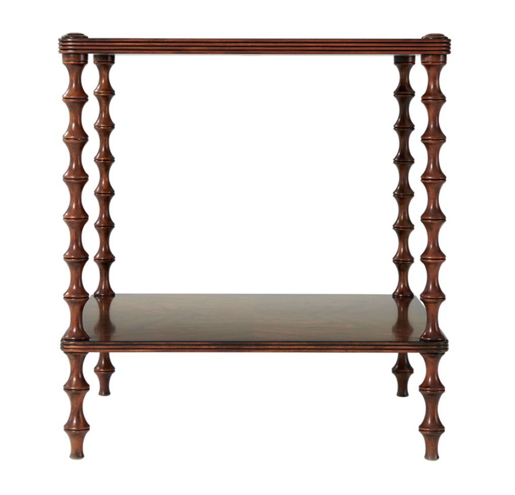 Walnut Bobbin British Colonial Side Table