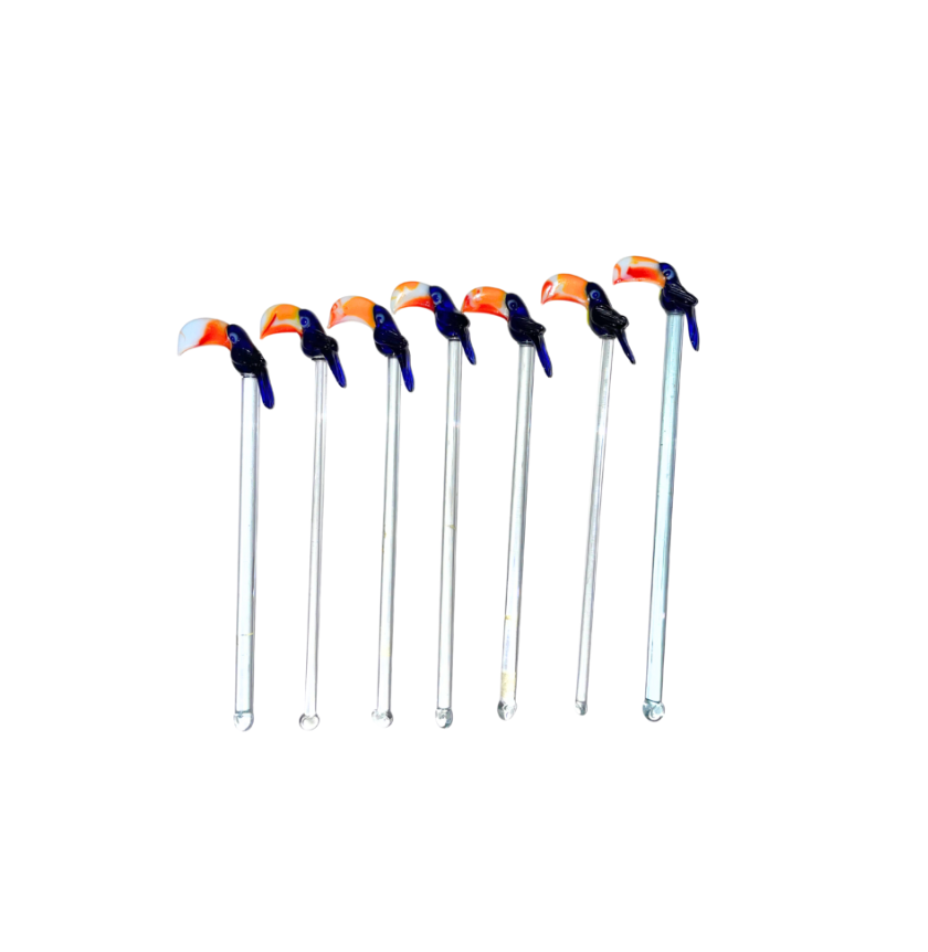 Toucan Tropical Bird Swizzle Sticks, Set of 7