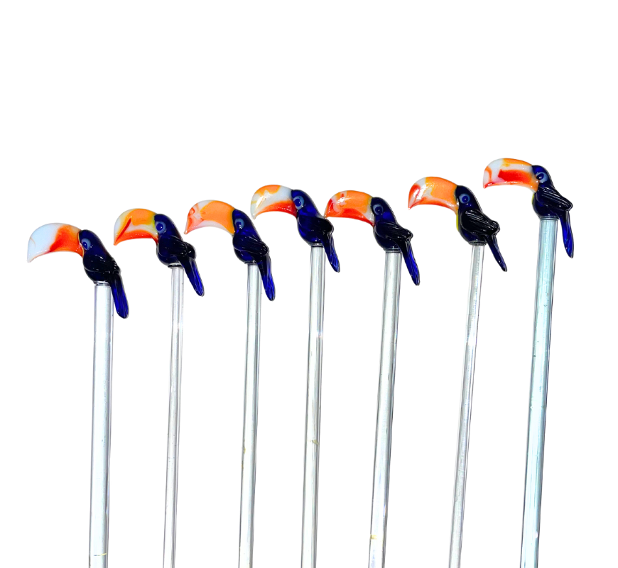 Toucan Tropical Bird Swizzle Sticks, Set of 7