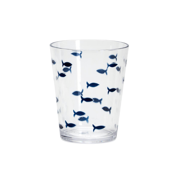 Water's Edge Blue Fish Acrylic Drinking Glass, Set of 2