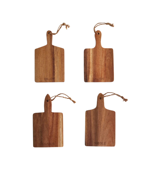 Acacia Wood Individual Charcuterie Boards, Set of 4