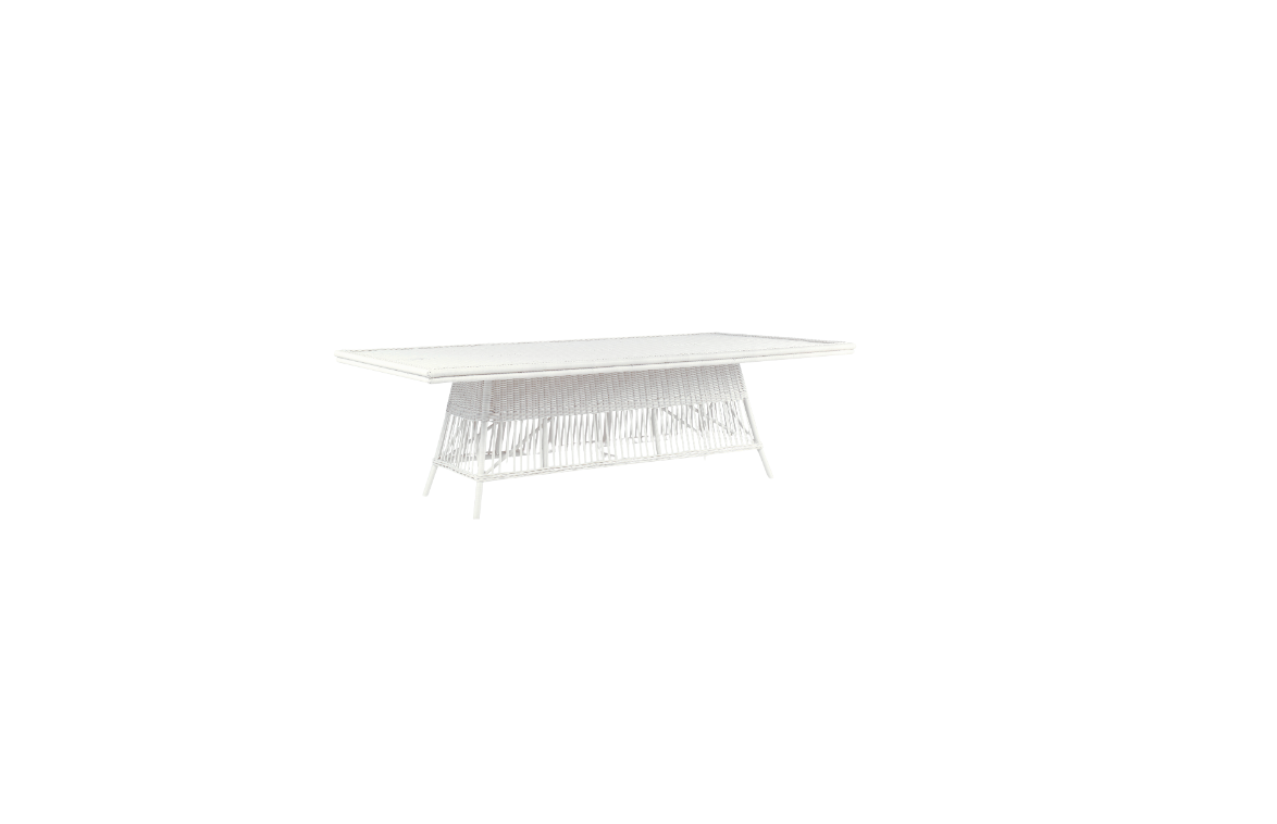 Mainland Wicker Rectangular Dining Table (tempered glass)