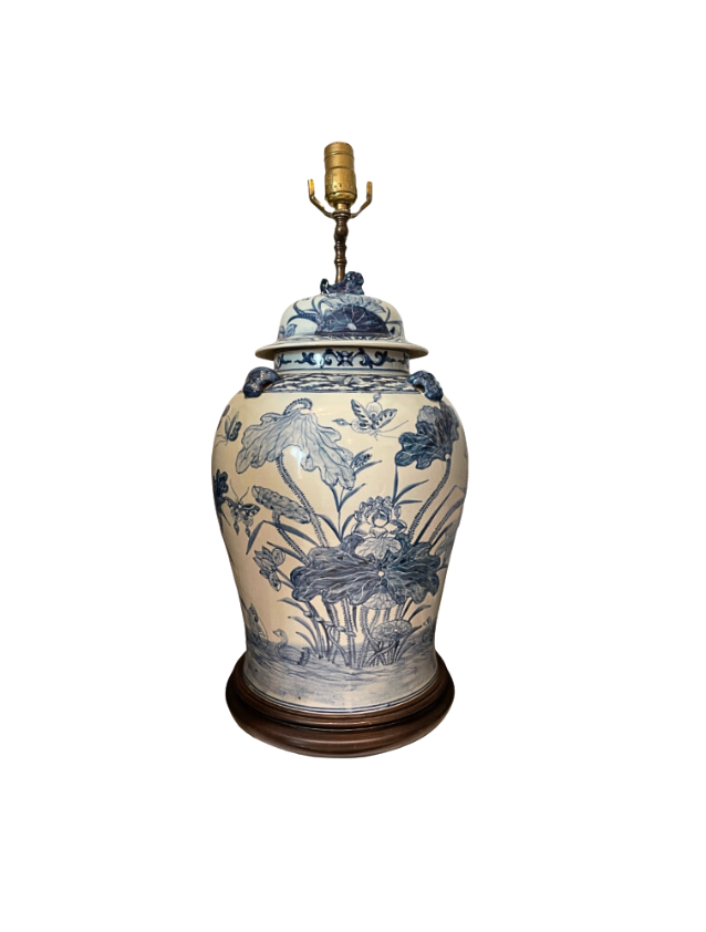 Large Blue & White Ginger Jar Lamp