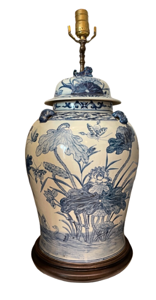 Large Blue & White Ginger Jar Lamp