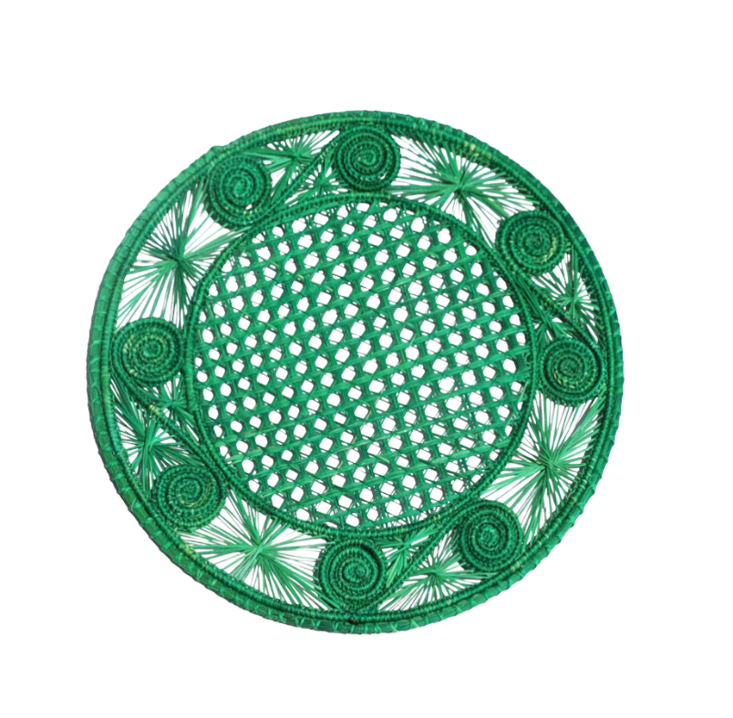 Handwoven Green Caracol Iraca and Straw Placemat