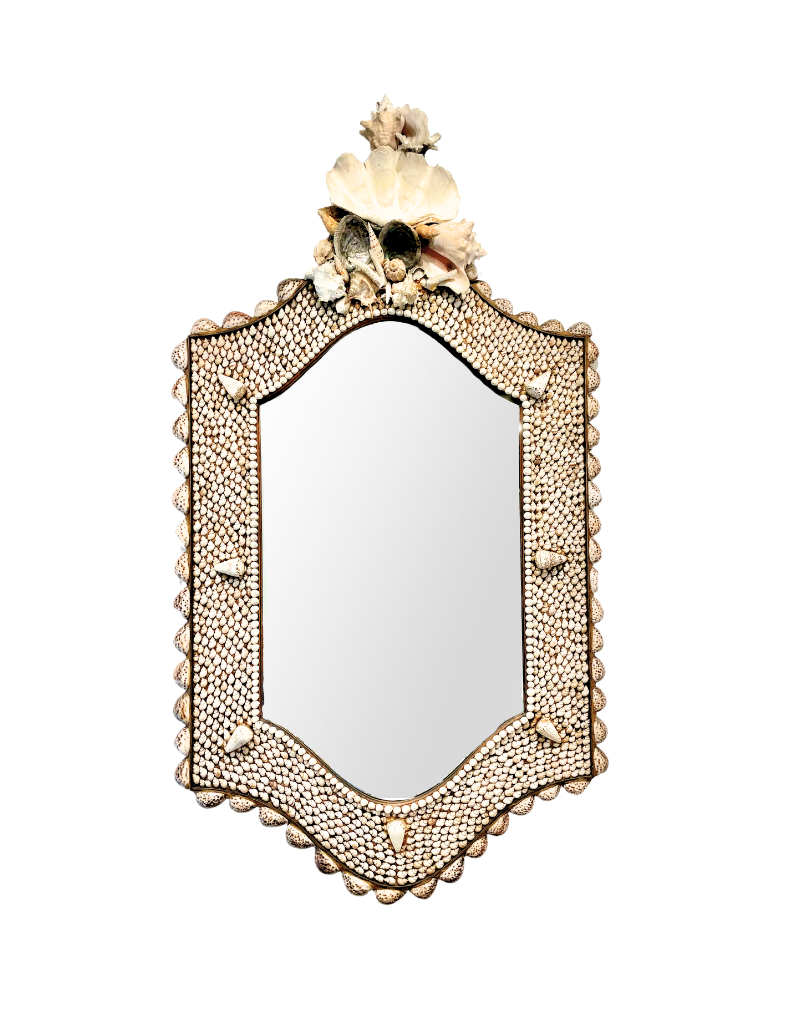 Vintage Coastal Anthony Redmille Monumental Shell Mirror