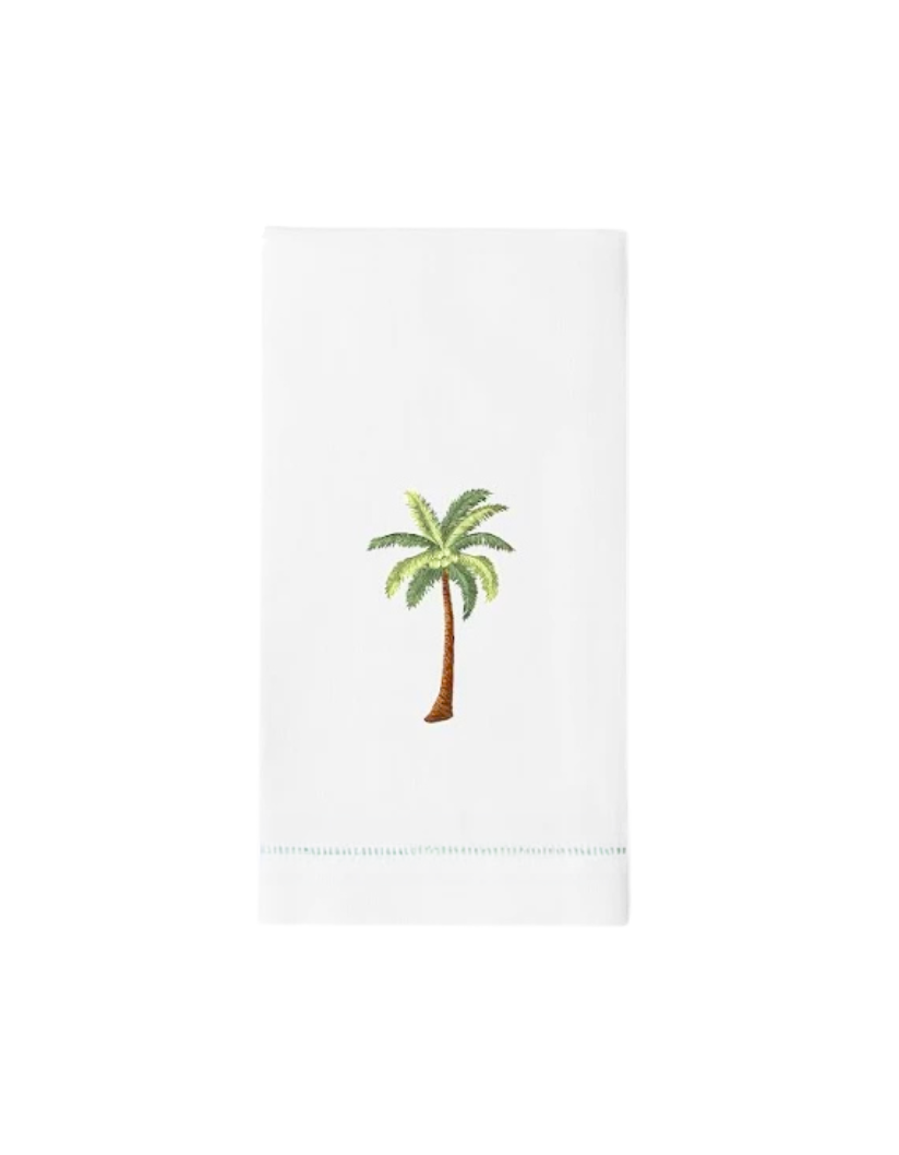 Palm Tree Embroidered Hand Towel, Set of 4