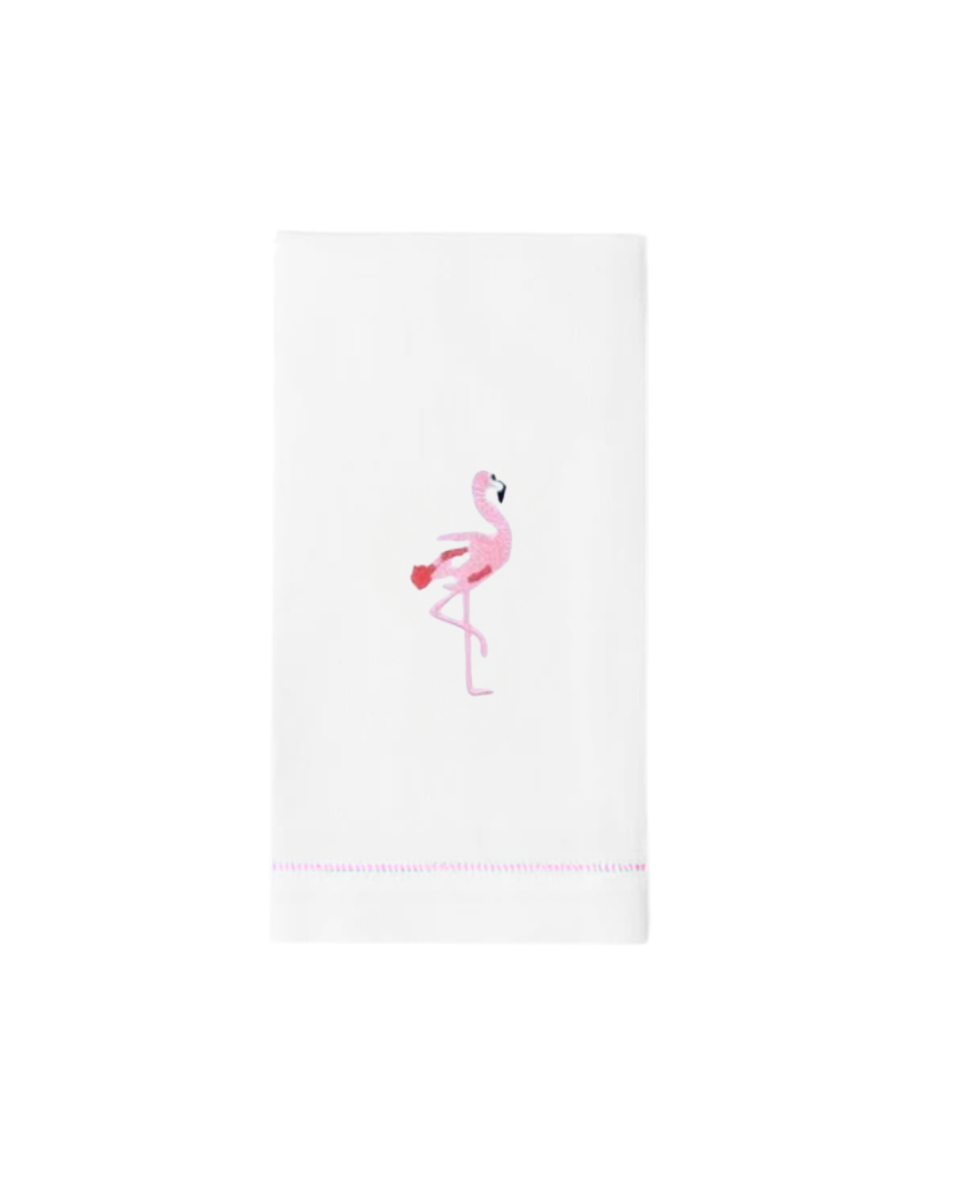 Flamingo Embroidered Hand Towel, Set of 4