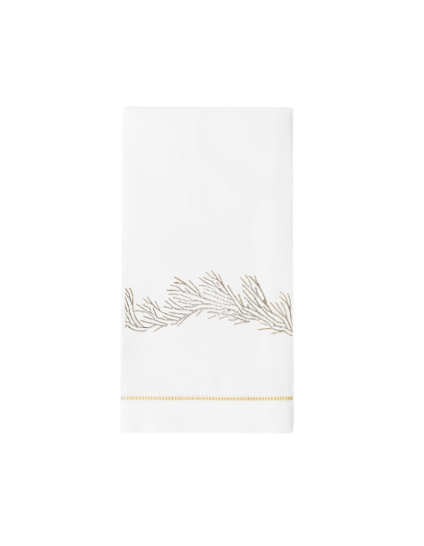 Coral Embroidered Hand Towel, Set of 4