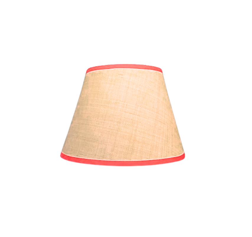 Empire Grasscloth Lampshade with Coral Trim