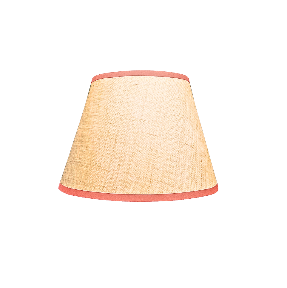 Empire Grasscloth Lampshade with Coral Trim