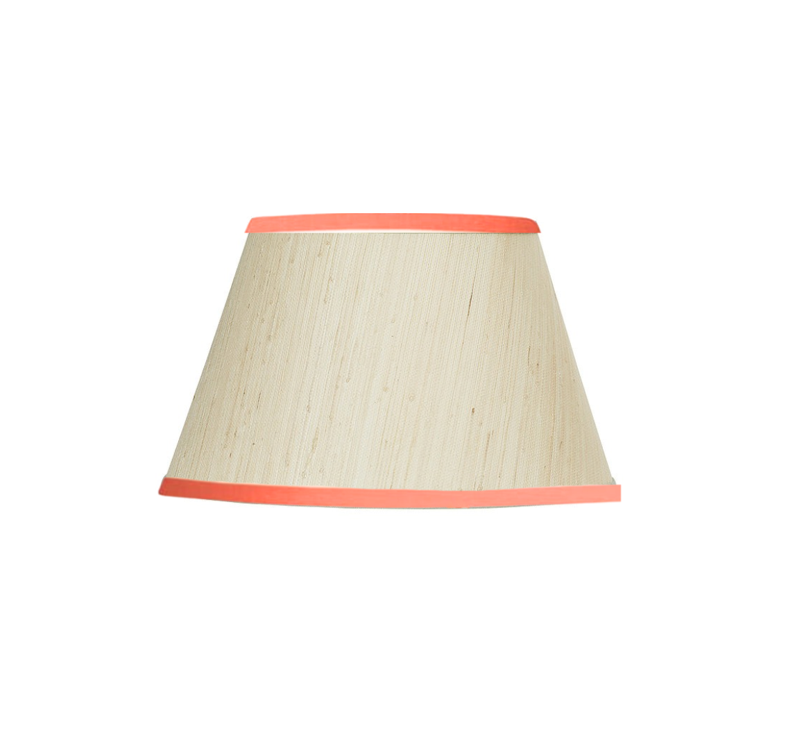 Empire Grasscloth Lampshade with Coral Trim