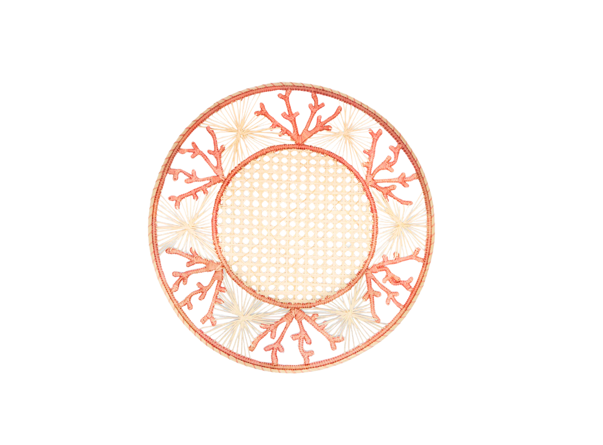 Handwoven Peach Coral Iraca Placemat