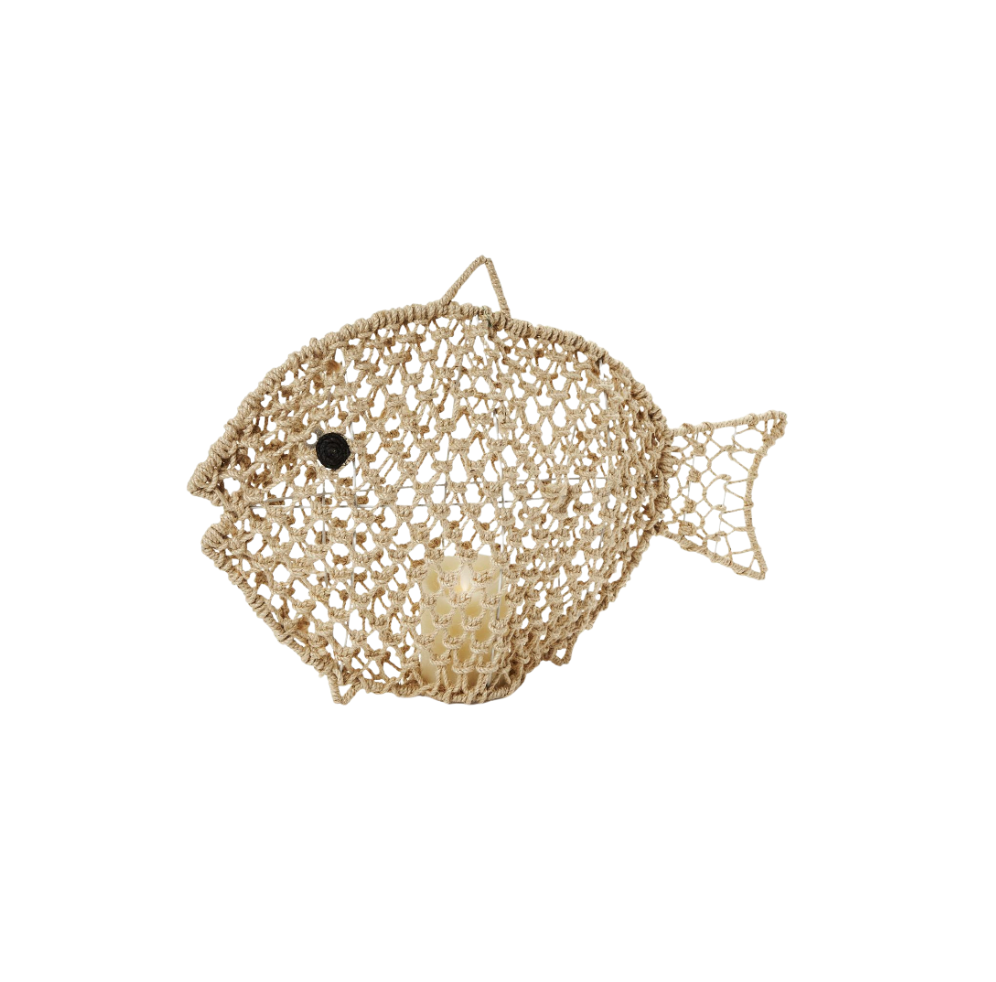 Macrame Hand-Crafted Fish Candleholder