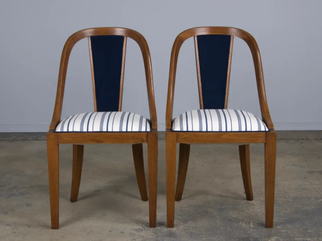 1930s French Art Deco Gondola Maple Dining Chairs
