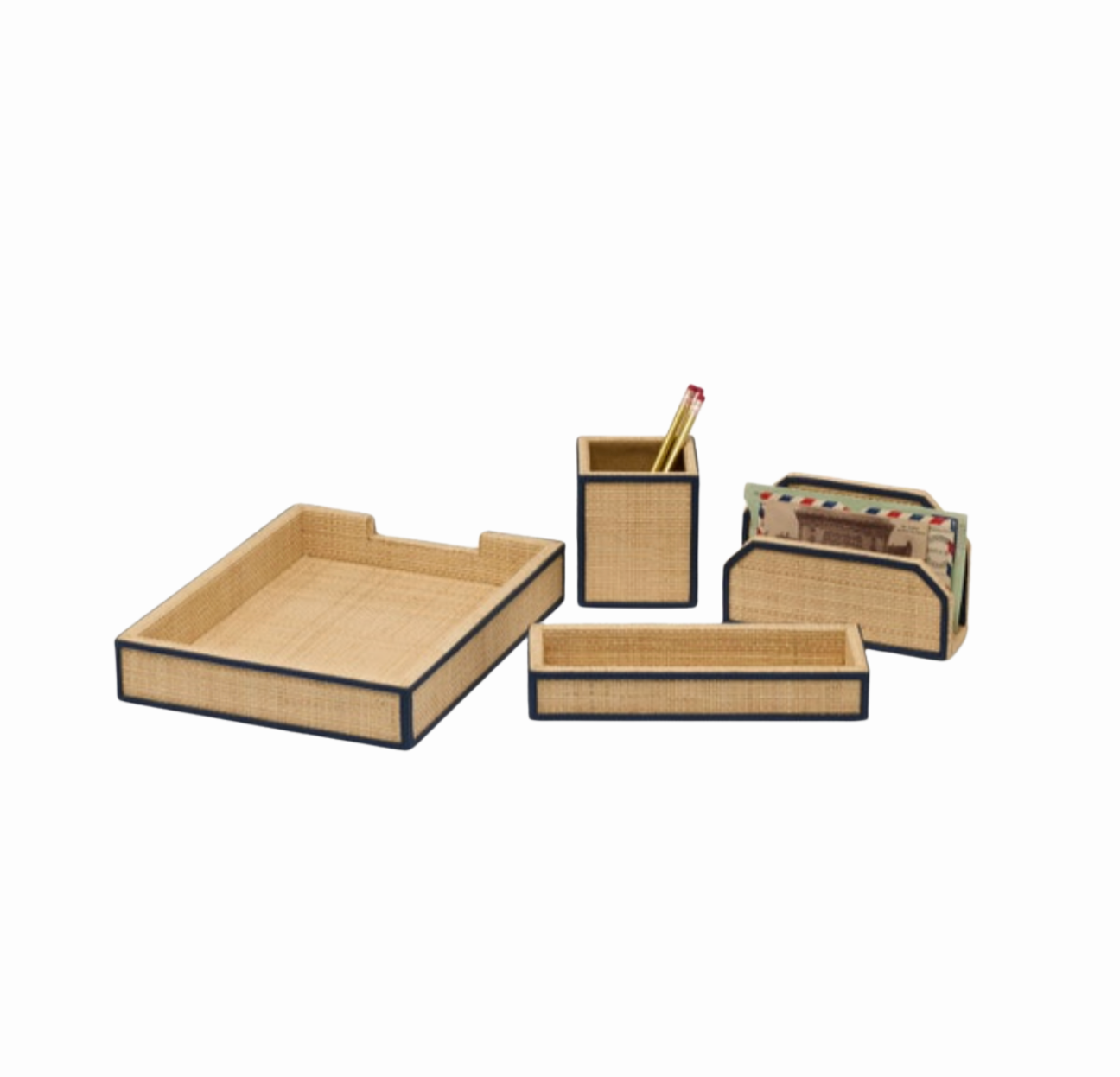Raffia Wrapped Desk Accessory Set
