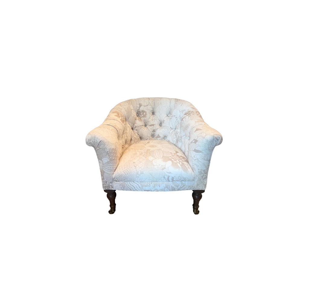 Carlyle Beige English Style Tufted Barrel-Back Chair