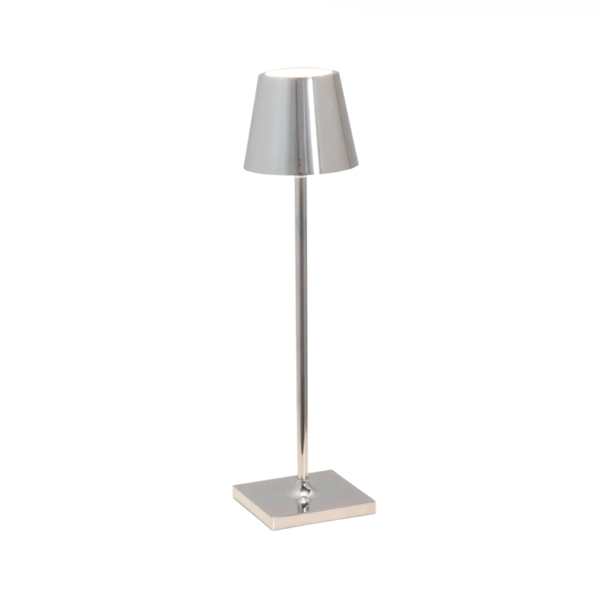 Glossy Chrome Poldina Pro Micro Rechargeable Table Lamp