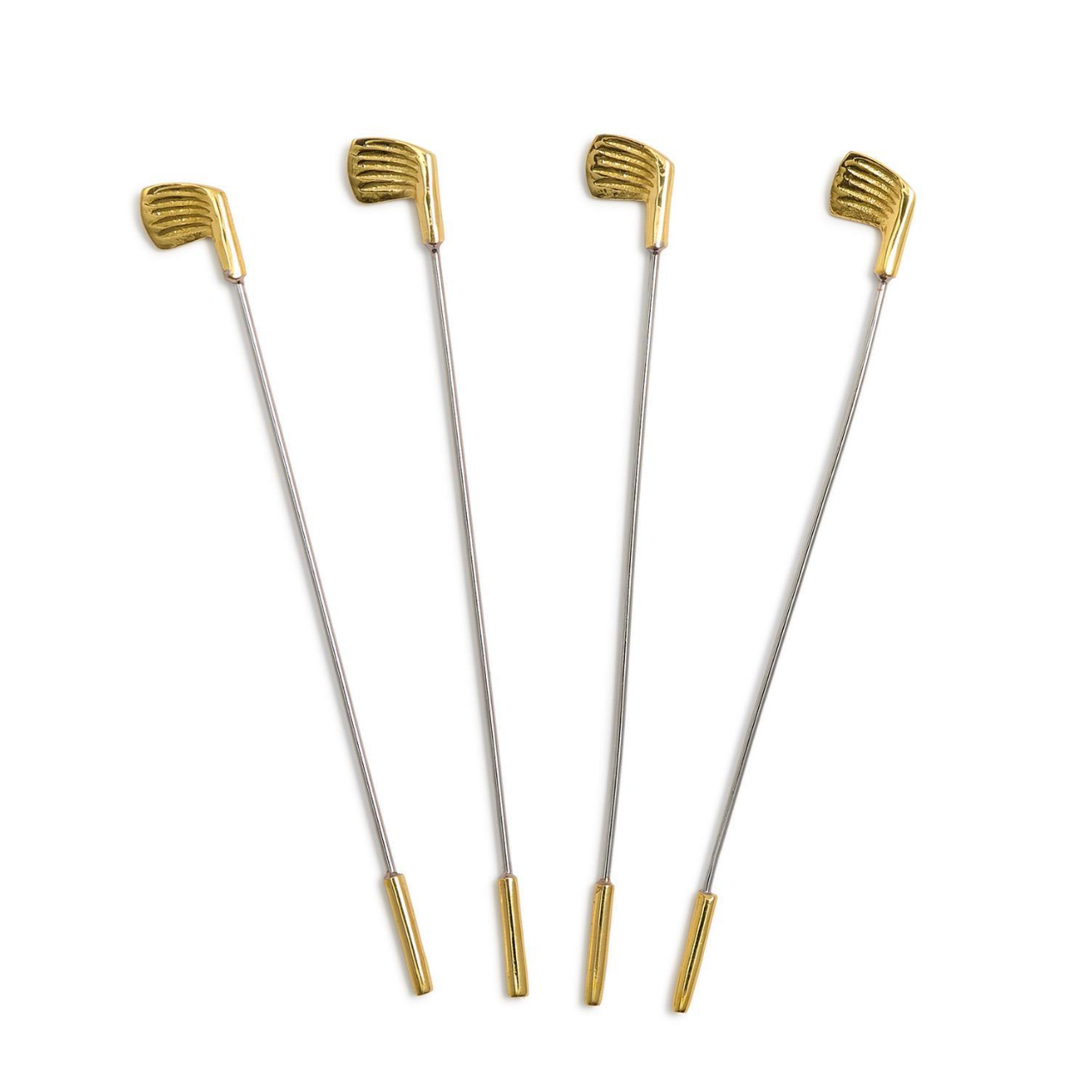 Gold Golf Club Drink Stirrers, Set of 4