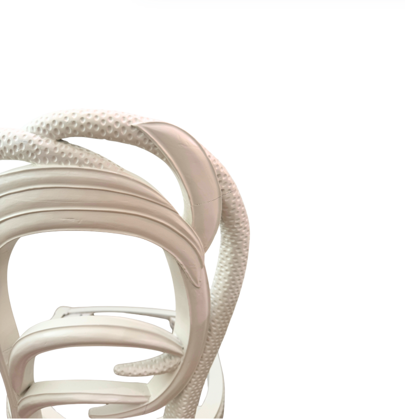 1980s Frances Elkins Style Carved Solid Wood Palm Frond Chairs, Set of 4