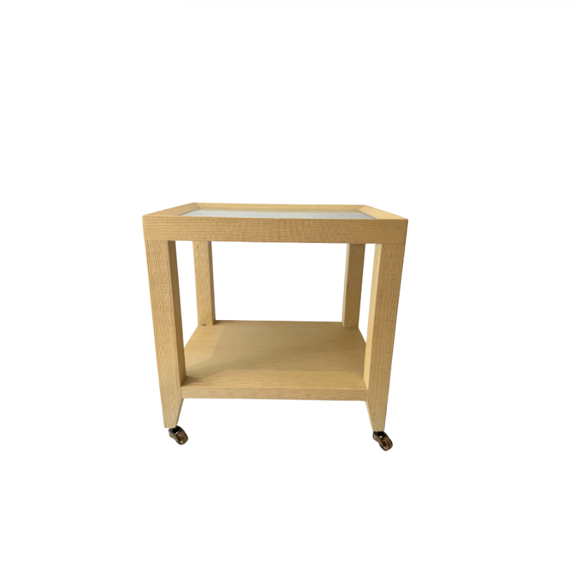 Vintage Grasscloth Phone Table