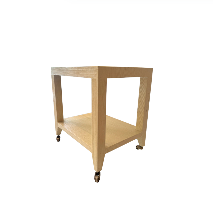 Vintage Grasscloth Phone Table