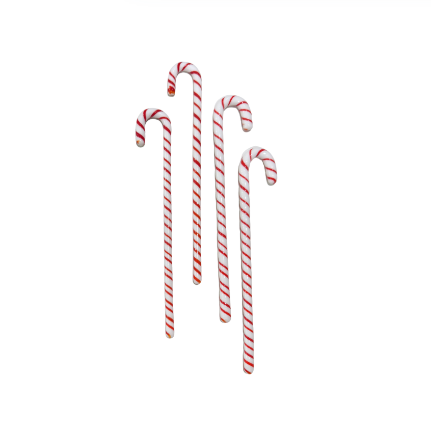 Glass Candy Cane Swizzle Sticks, Set of 4