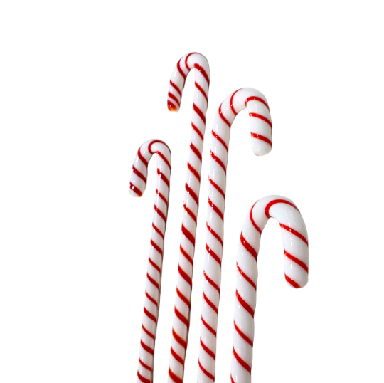 Glass Candy Cane Swizzle Sticks, Set of 4