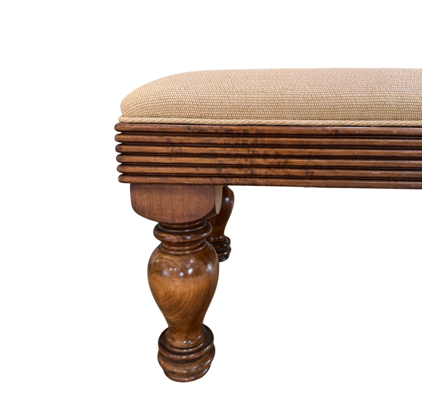 Walnut Ottoman Reupholstered in Italian Sisal Fabric
