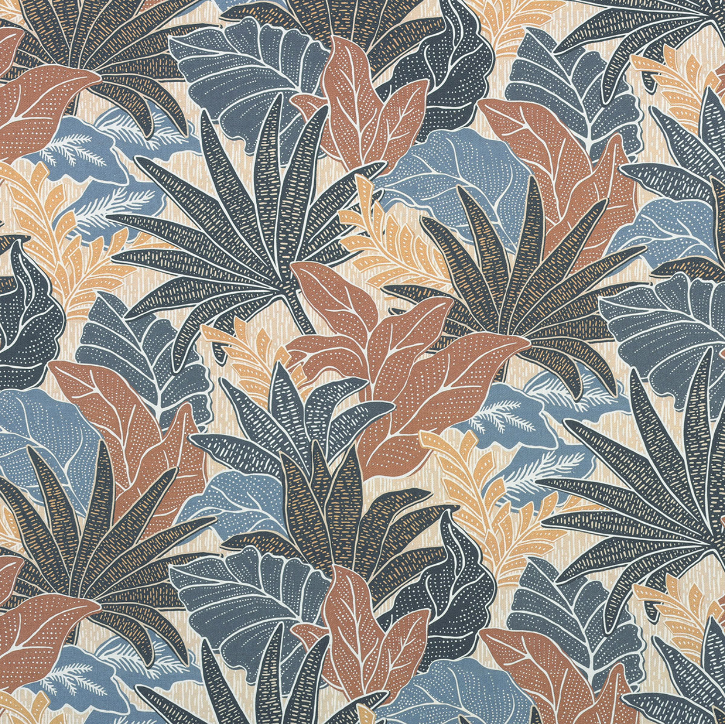 Tobago Leaf Fabric in Teak