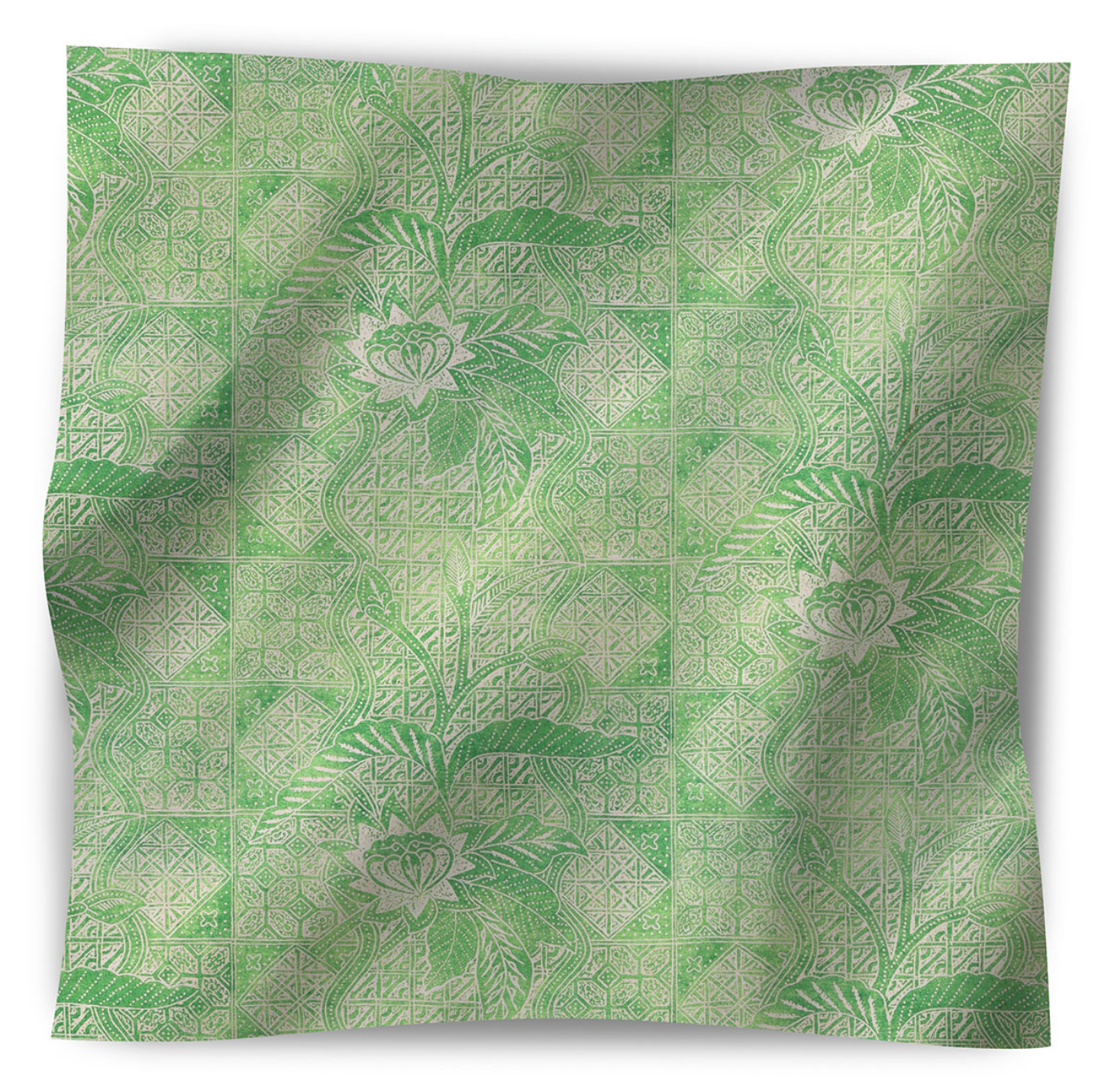 22" Calypso Batik Pillow in Leaf with Tassel Detail