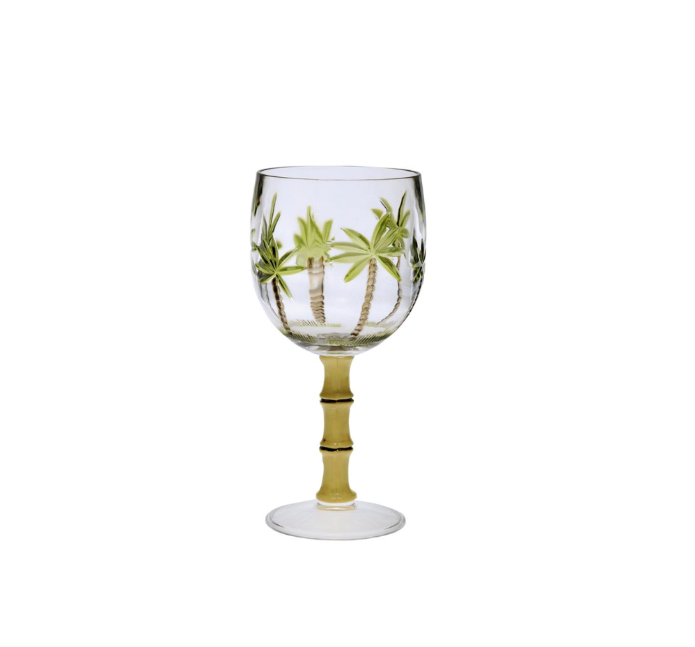 Tropical Palm Acrylic Wine Glass, Set of 2