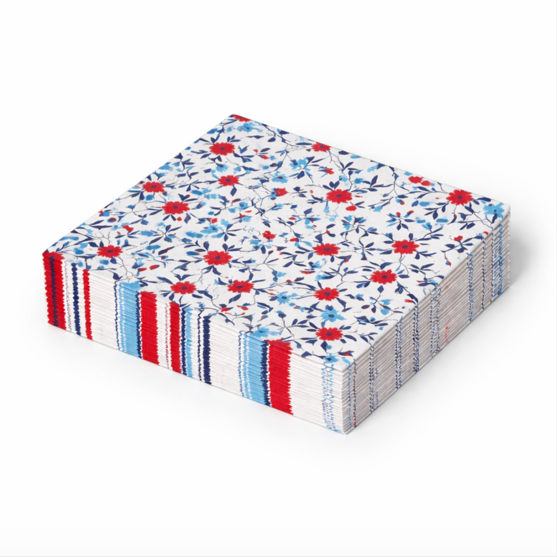 Red, White and Bloom 3-Ply Paper Cocktail Napkin