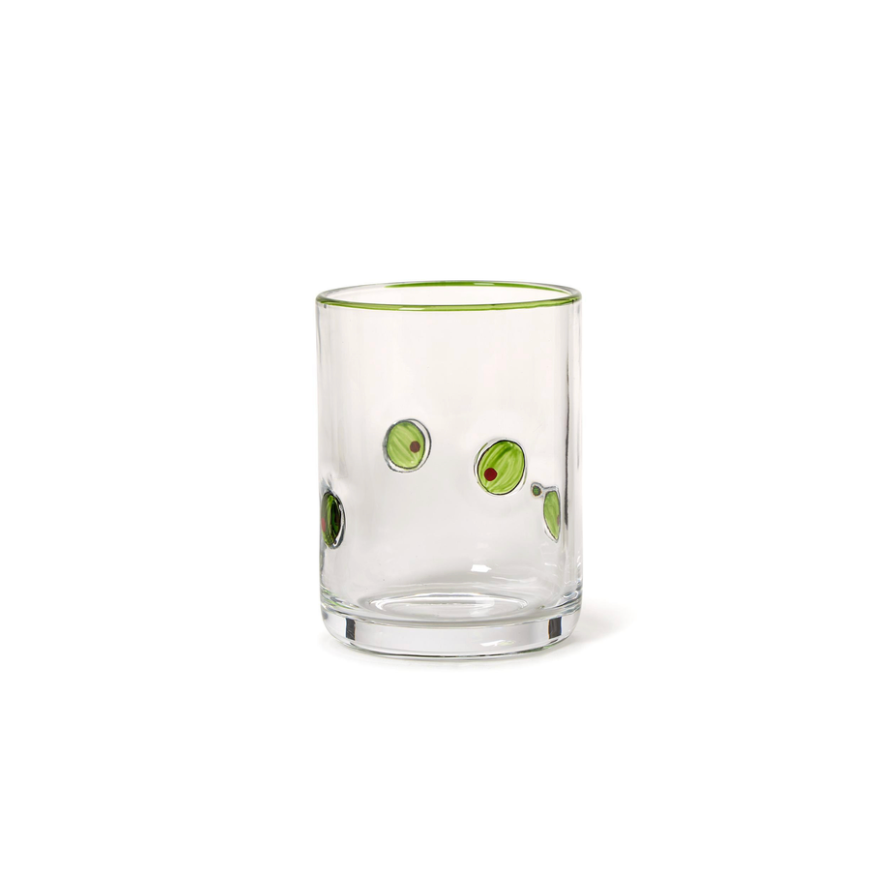 Martini Olive Double Old Fashion Hand-Painted Tumbler