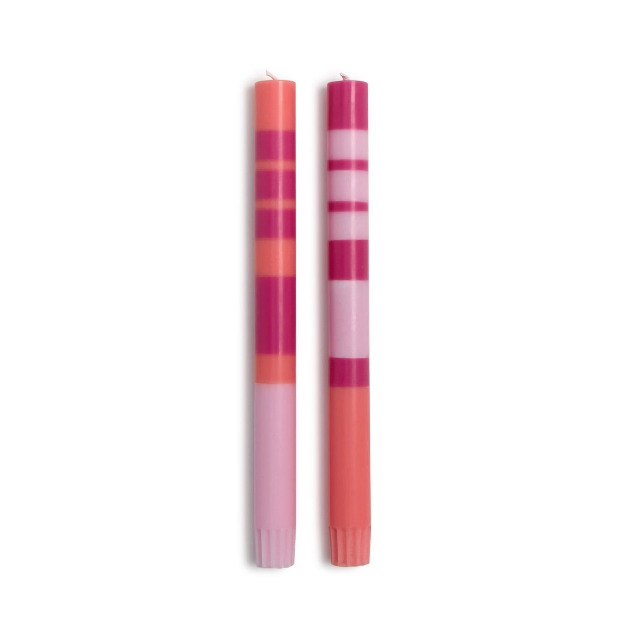 Pink Stripe and Glow Set of 2, 10" Taper Candles