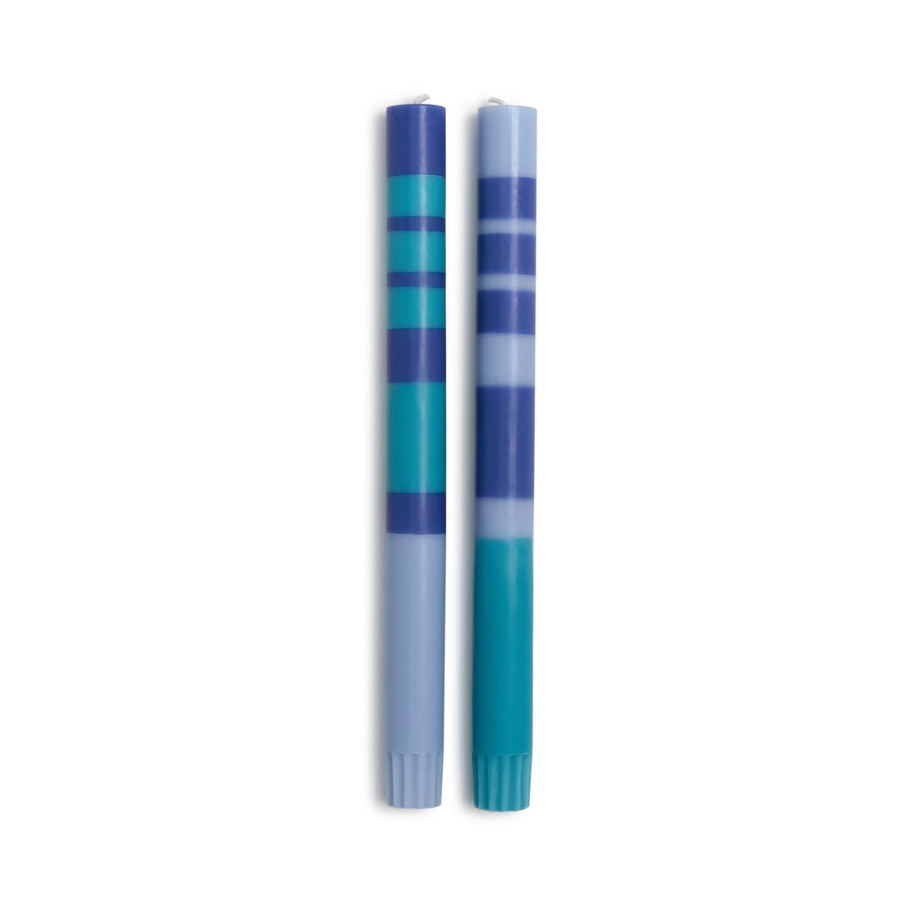 Blue Stripe and Glow Set of 2, 10" Taper Candle