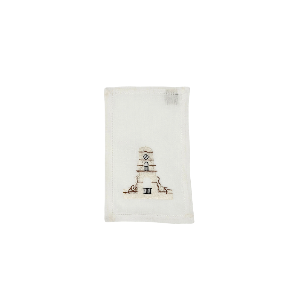 Clock Tower Embroidered Cocktail Napkin, Set of 4