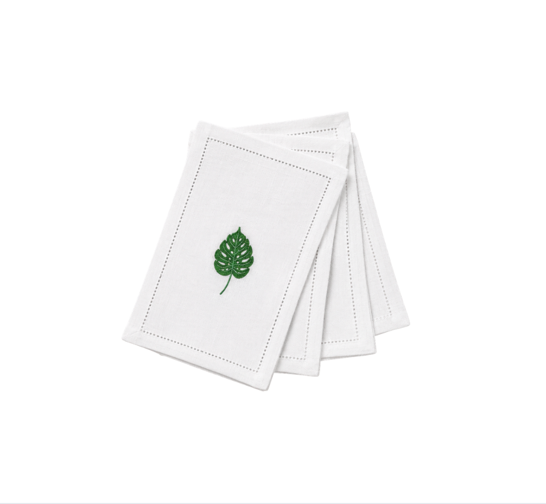 Monstera Leaf Centered on Cocktail Napkin
