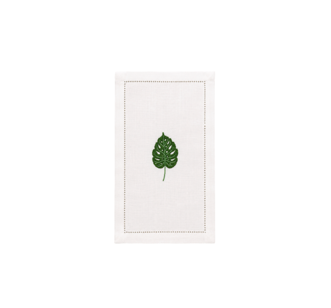 Monstera Leaf Centered on Cocktail Napkin