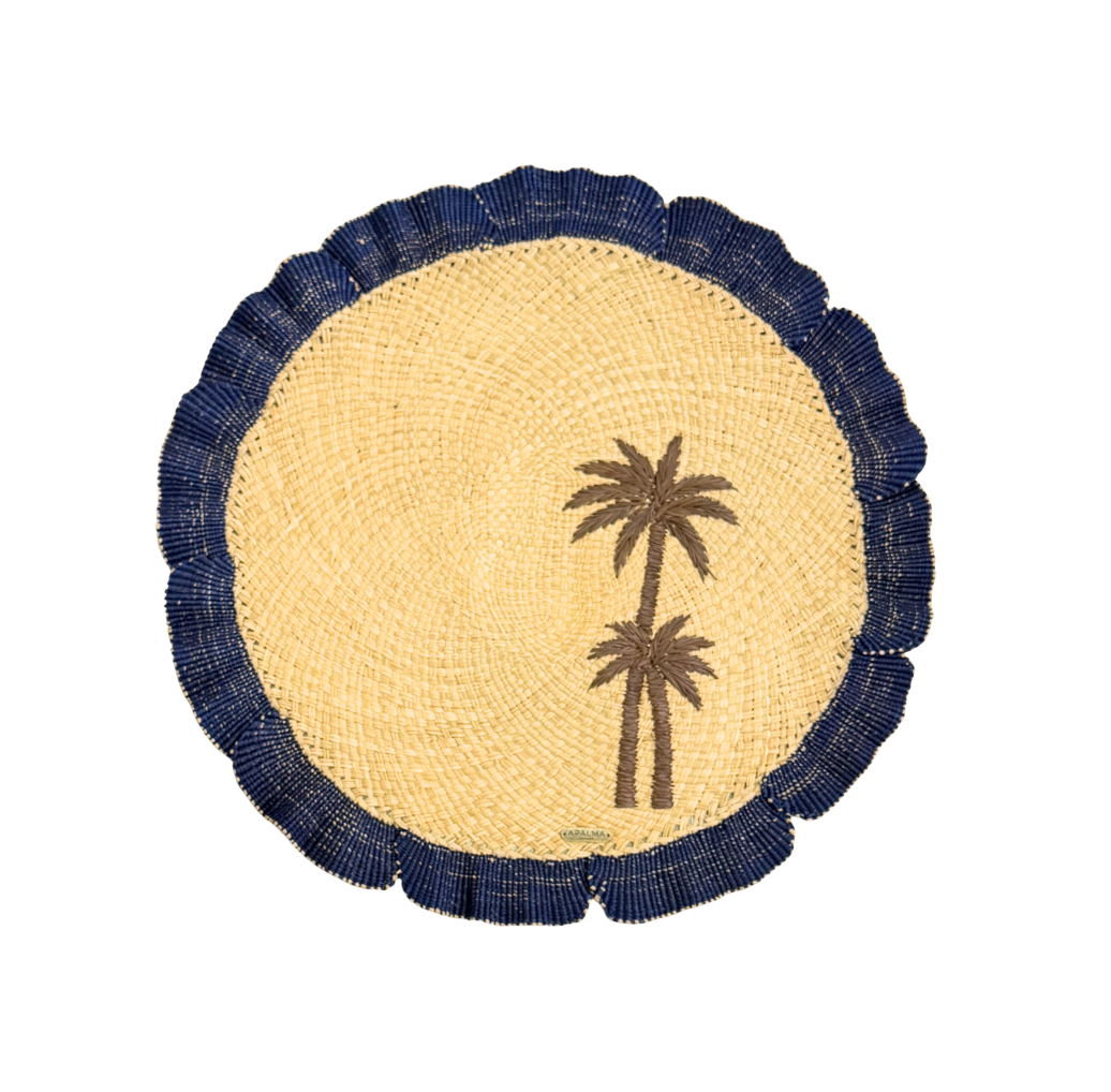 Navy Wave Palms Placemat