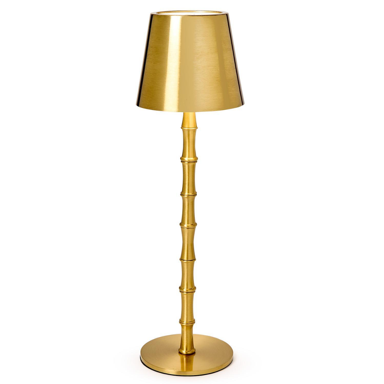 Portable Cordless Gold Bamboo Table Lamp