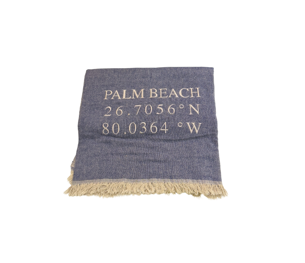 Custom Coordinates Embroidered Linen Fringe Throw Blanket