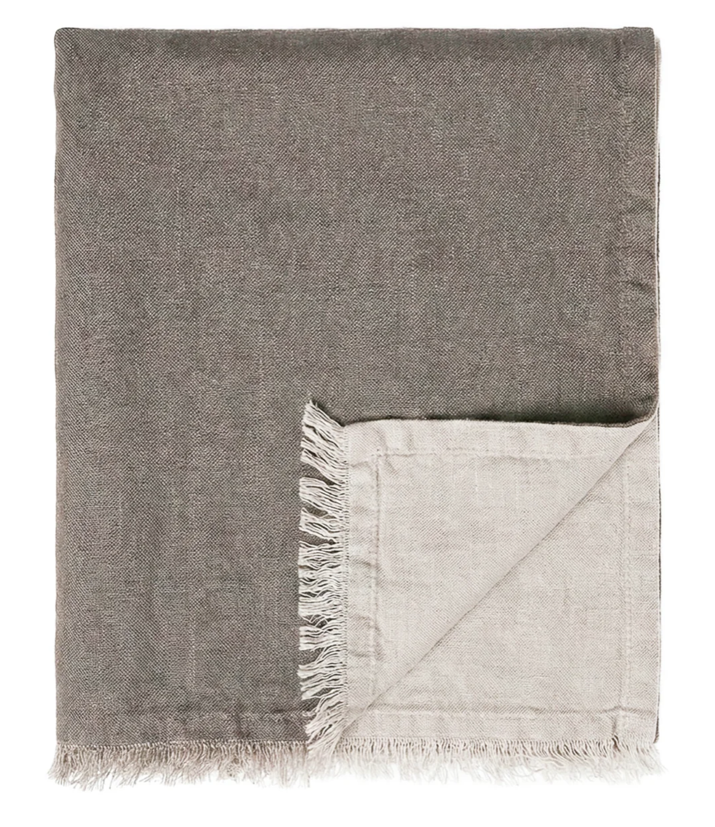 Custom Location Script Embroidered Linen Throw Blanket