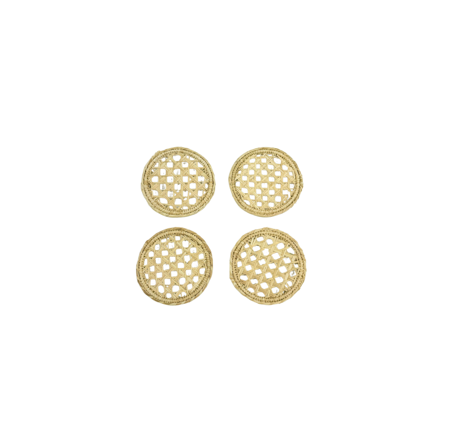 Set of 4, Natural Cane Coasters