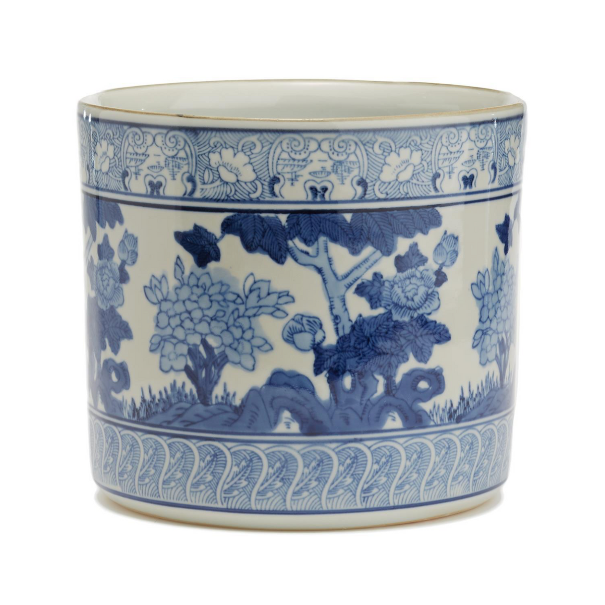 Blue & White Garden Scene Planter
