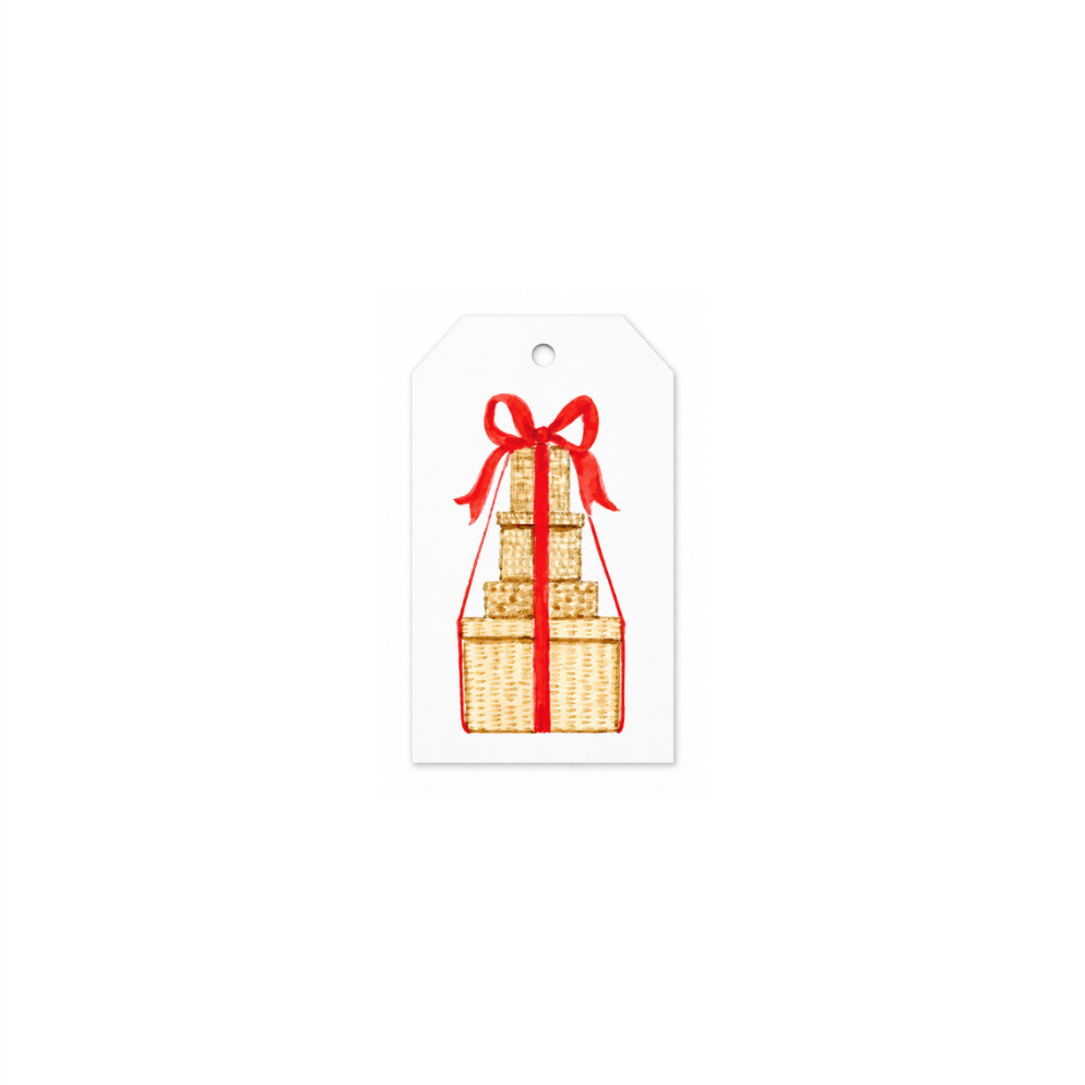 Wicker Present Stack Gift Tags